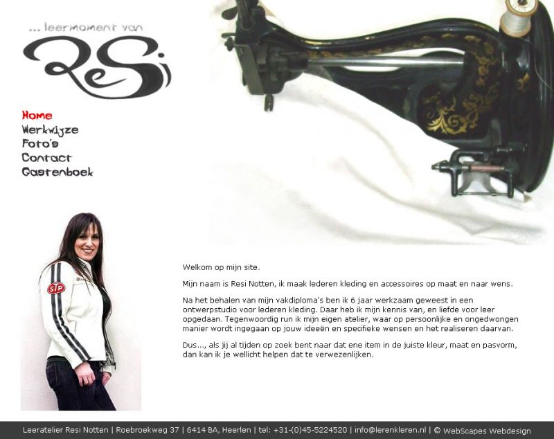 Website voor het leer atelier van Resi Notten