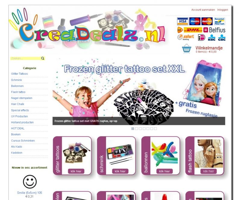 Uitgebreide webwinkel www.crea-dealz.nl