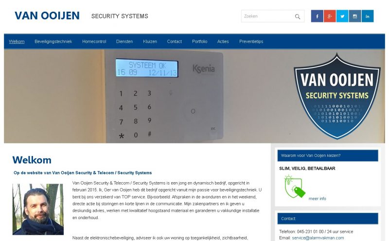 Website met beheersysteem voor van Ooijen Security Systems