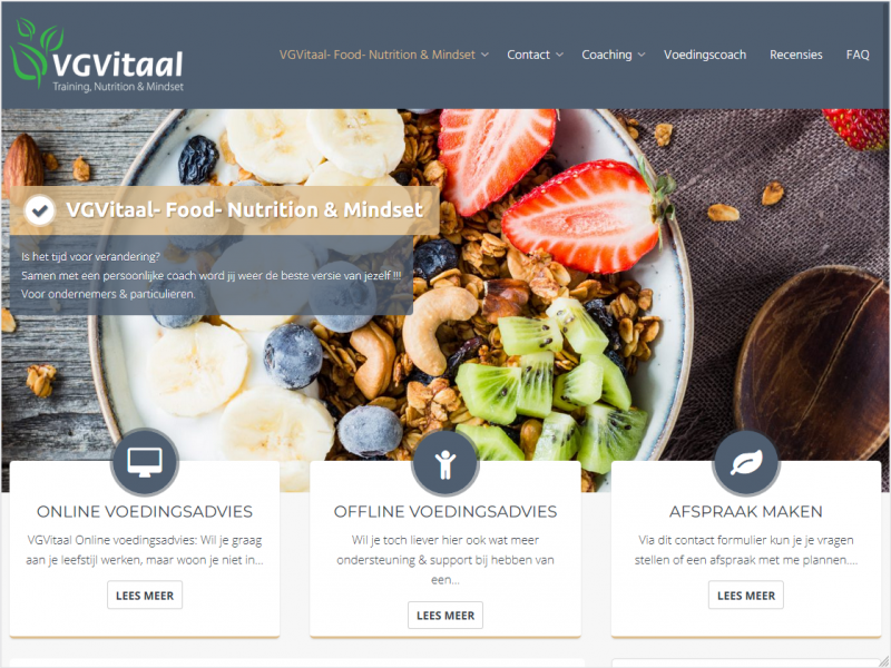 Website voor VGVitaal, Training, Nutrition & Mindset
